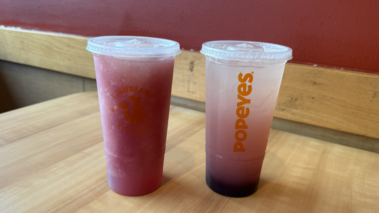 Two Blueberry Lemonade drinks by Popeyes
