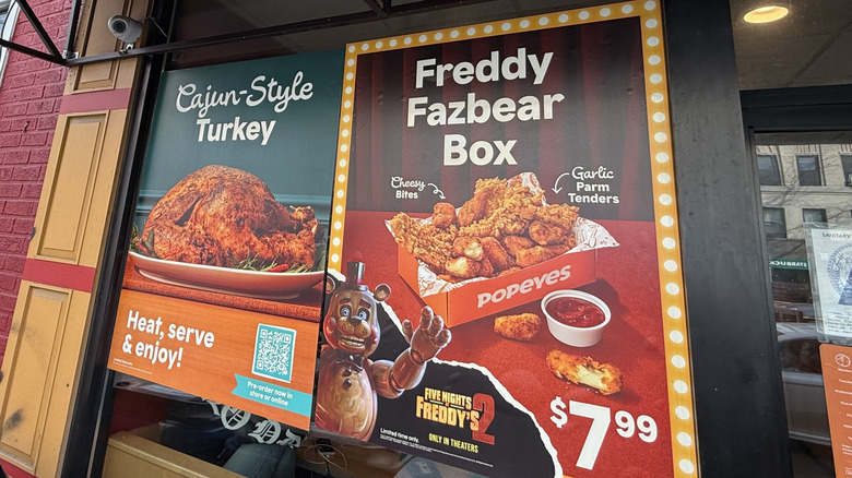posters for Popeyes' The Freddy Fazbear Crunch Menu