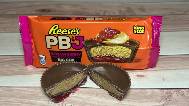 Strawberry Reese's cut in half
