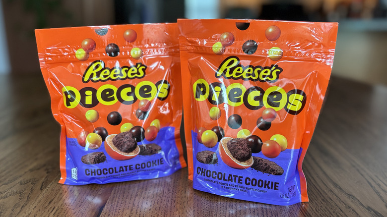 Two pouches of Reese's Pieces with Chocolate Cookie