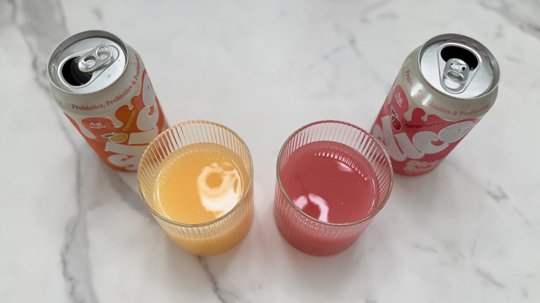 Looking down into Slice soda glasses