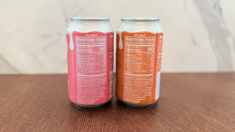Nutritional information on the back of both cans