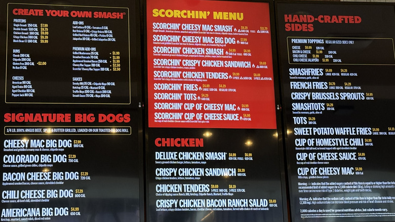 A photo of Smashburger's menu in the store in 2026