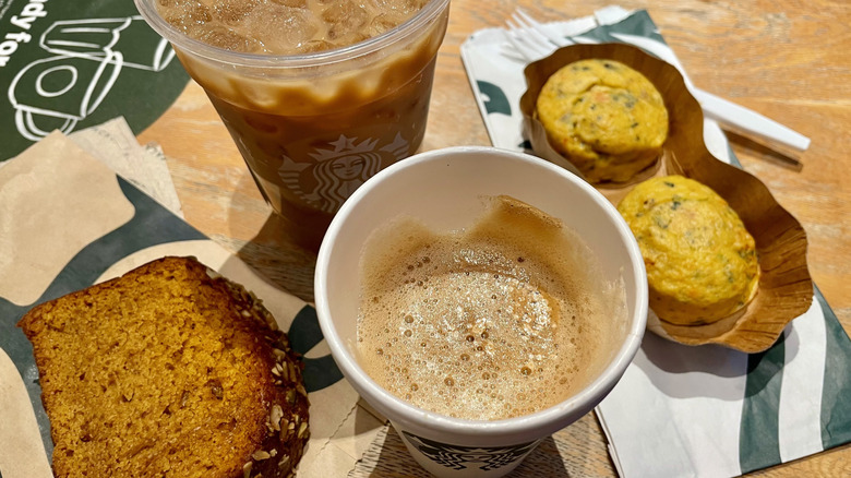 A selection of drinks and foods from the Starbucks fall seasonal menu