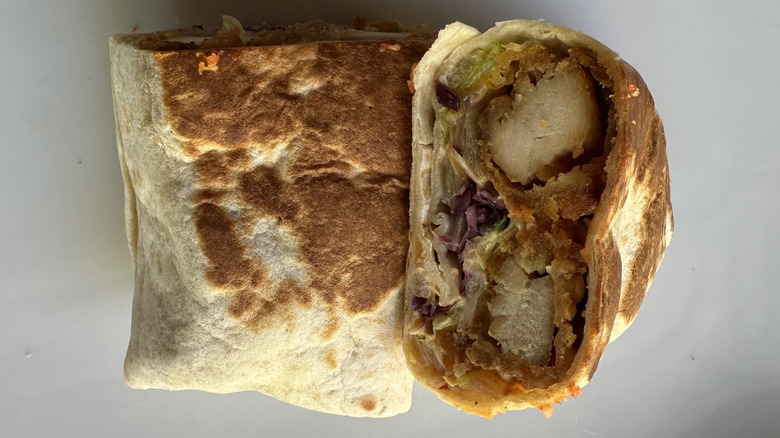 Frank's RedHot Diablo Crispy Chicken Burrito cut open