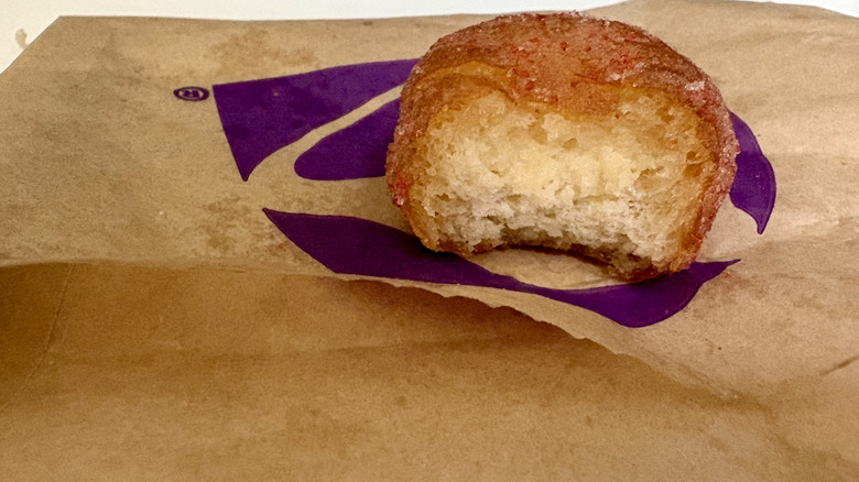 A close up of the inside of a Strawberry Cinnabon Delight