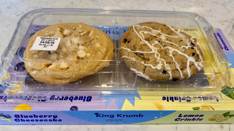 Two limited edition King Krumb spring bakery cookies from Walmart in the clamshell packaging