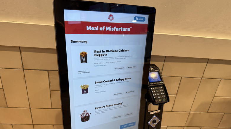 kiosk order of Wendy's x Wednesday Meal of Misfortune