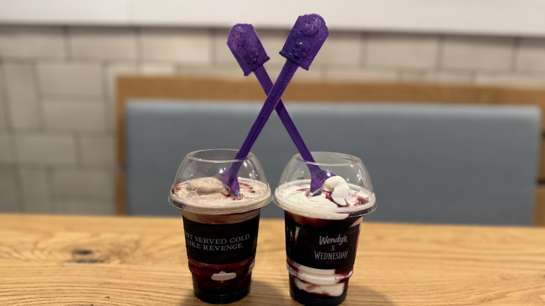 a chocolate and a vanilla Raven's Blood Frosty