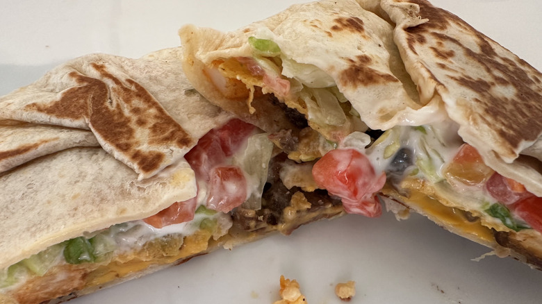 Taco Bell California Crunchwrap cut in half