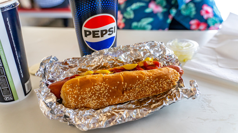 Costco warehouse food court hot dog and drink
