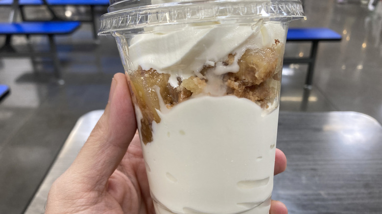Close up of Americana Sundae contents in a plastic cup