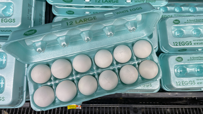 open carton of walmart eggs