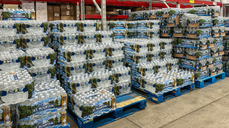 water bottles on flat beds in sams club