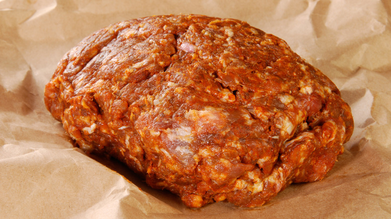 Ground sausage on butcher paper