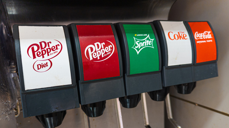 McDonald's drink dispenser with various drink flavors.