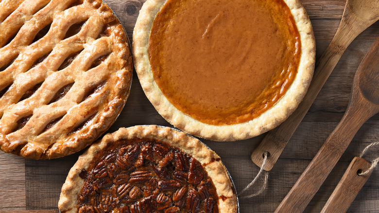 Assorted pies on a table