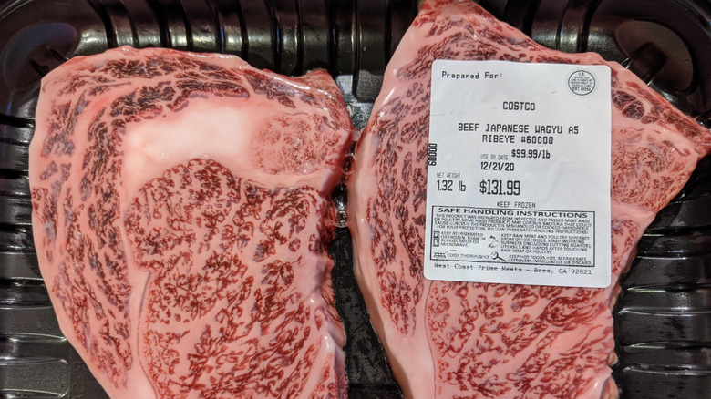 A Costco Wagyu steak.