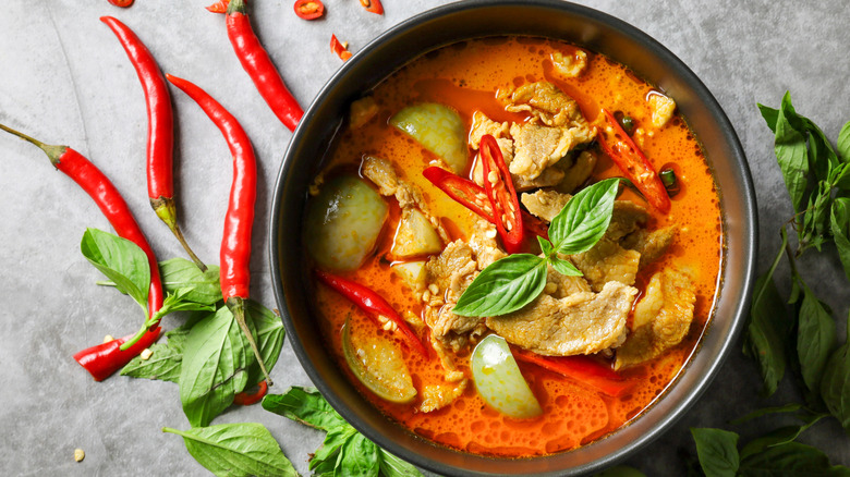 Red curry in a bowl