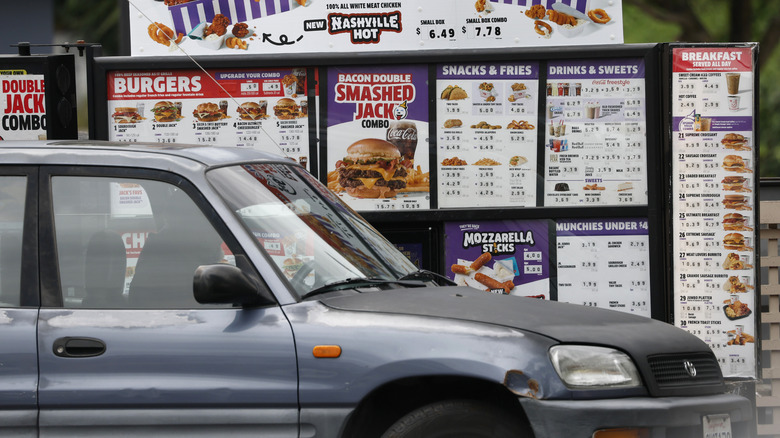 Car in the Jack in the Box drive thru