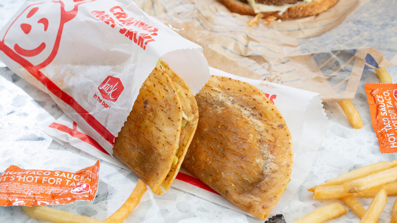 Jack in the Box tacos with stray fries