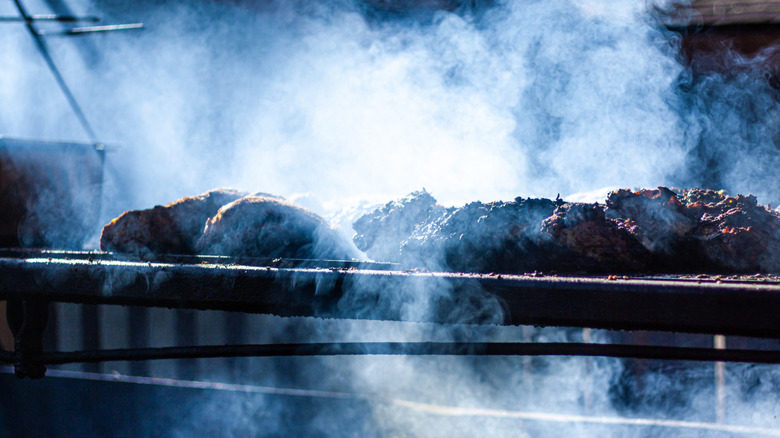 Meat being smoked