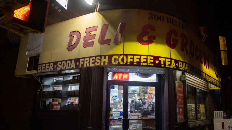 Deli advertising its fresh coffee