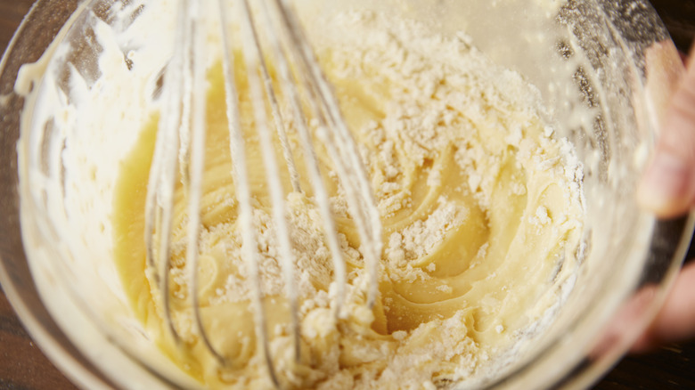 Whisking boxed cake mix