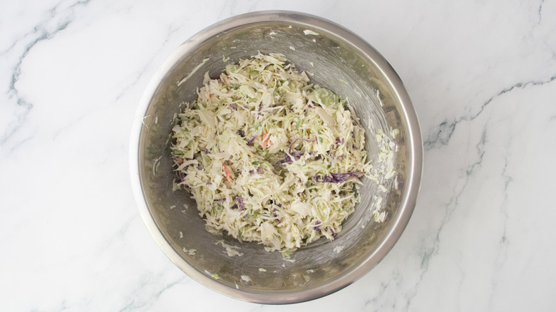 Creamy cole slaw in a large bowl