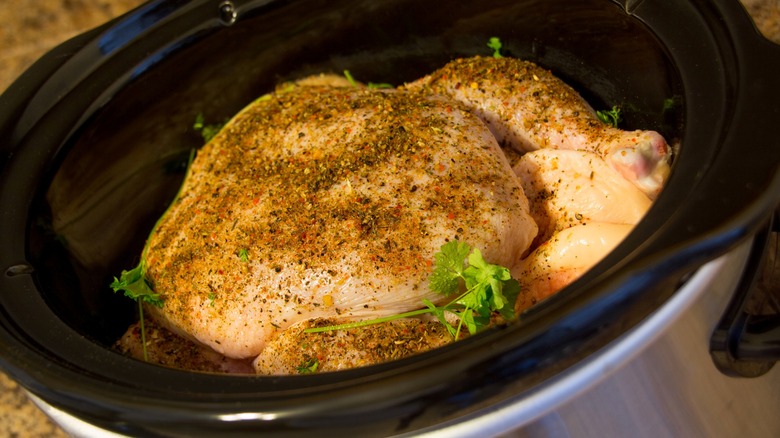 Whole chicken in slow cooker