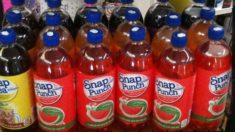 Bottles of Snap Punch on store shelf