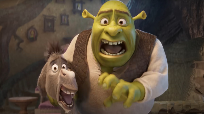 Shrek and Donkey animated characters yelling