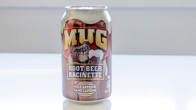 A can of Mug Root Beer on a table