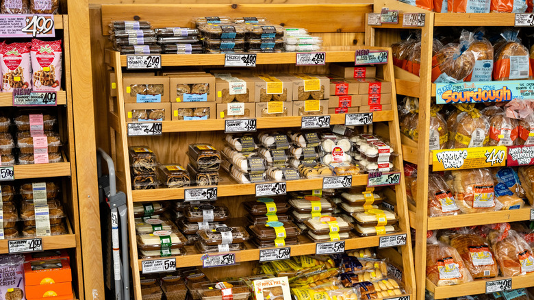 Trader Joe's displays filled with cookies and bread and pastries.