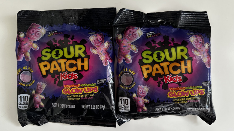 Two packages of Sour Patch Kids Glow Ups