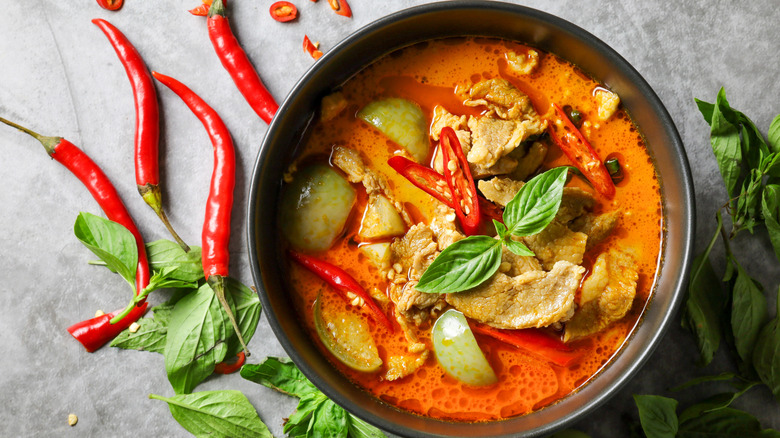 Red curry in a bowl