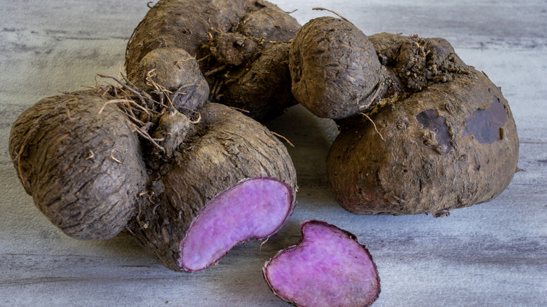 ube yams, whole and sliced