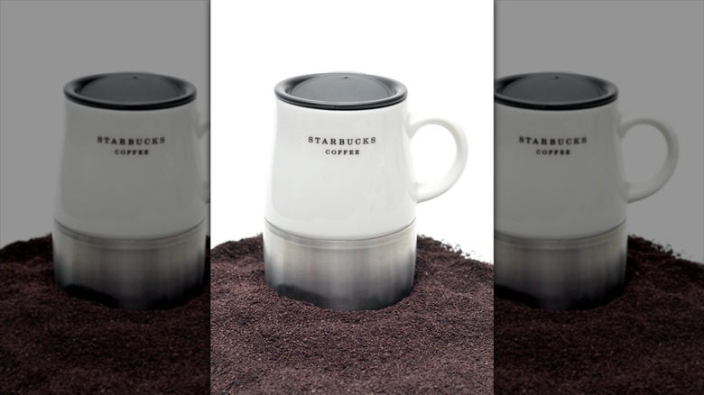 Starbucks mug on ground coffee