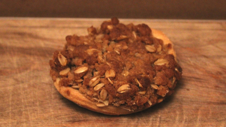 A closeup of the Starbucks Apple Crumble Mini Pie