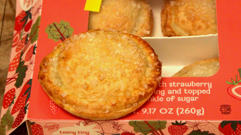 A closeup of the Trader Joe's Teeny Tiny Strawberry Rhubarb Pie