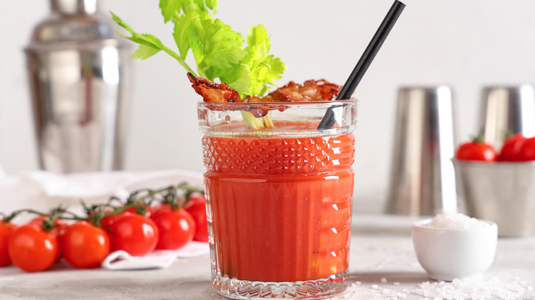 Bloody Mary with bacon strip