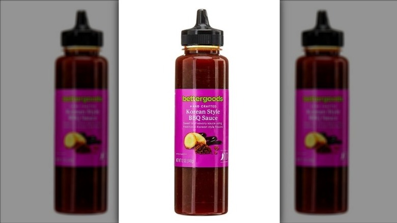 Squeeze bottle of Bettergoods Korean Style BBQ Sauce on white background