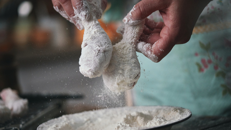 dredging chicken drumsticks