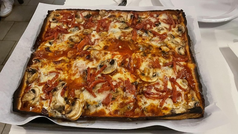 Lazzara's pizza with mushrooms
