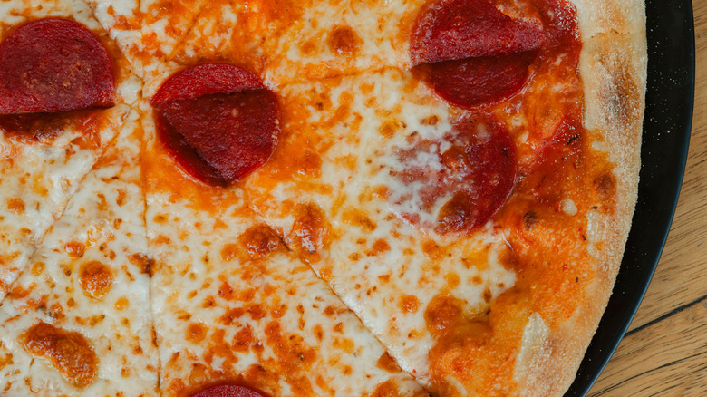 Close up of pepperoni pizza