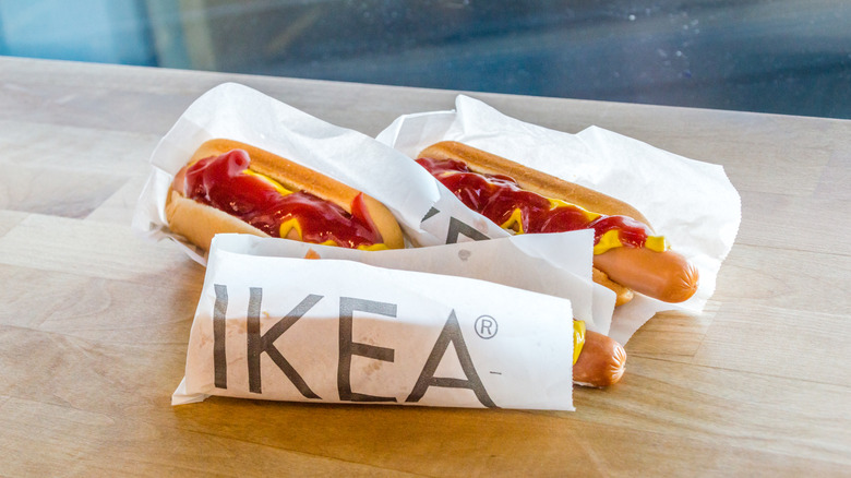 Ikea hot dogs with mustard and ketchup