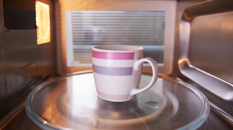 Coffee mug in microwave