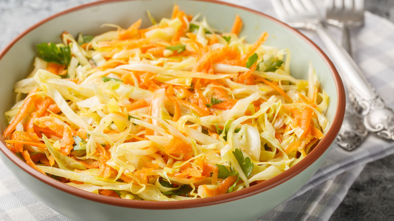 Vinegar coleslaw in a bowl