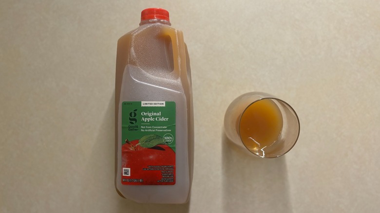 Good & Gather Original Apple Cider bottle and apple cider in glass