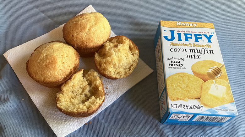 Jiffy corn muffins and the corn muffin mix box.